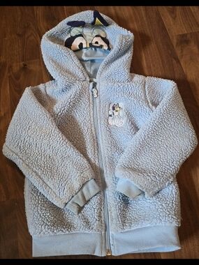 Bluey Light Blue Sherpa Hoodie with Hood Detail